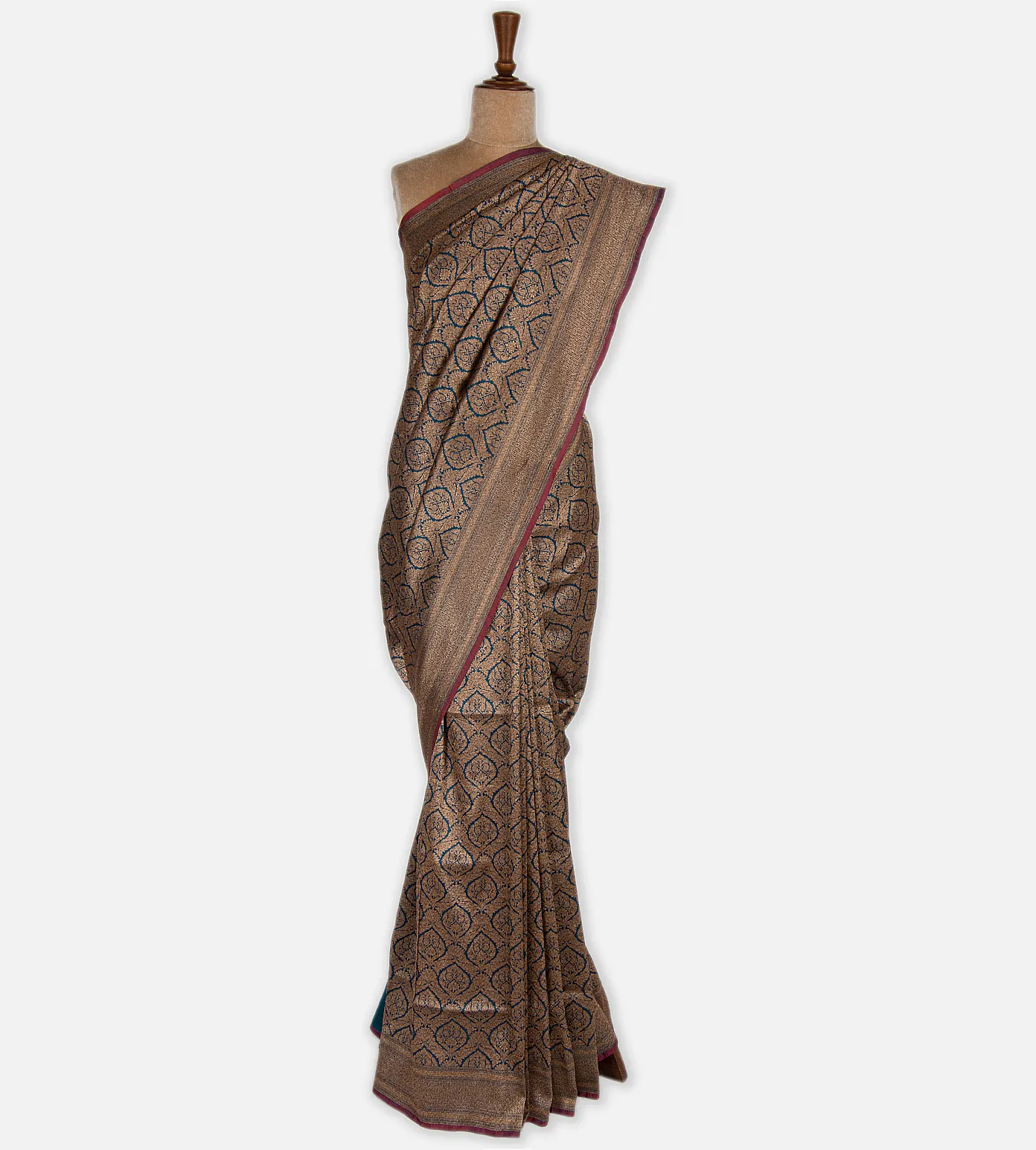 Peacock Blue Banarasi Silk Saree2