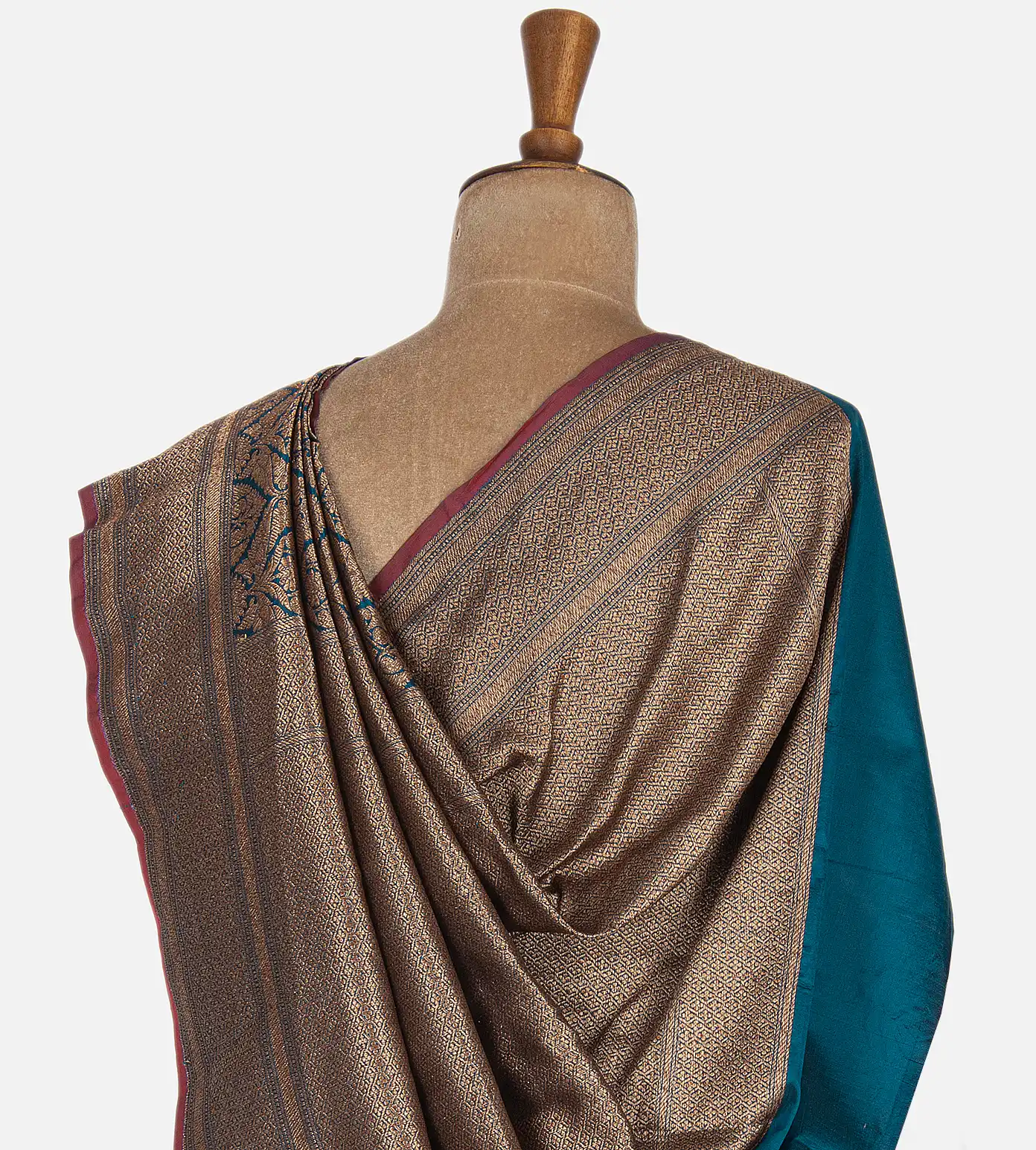Peacock Blue Banarasi Silk Saree3