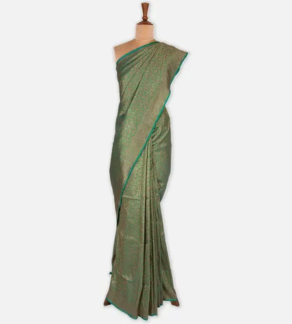 Peacock Green Banarasi Silk Saree2