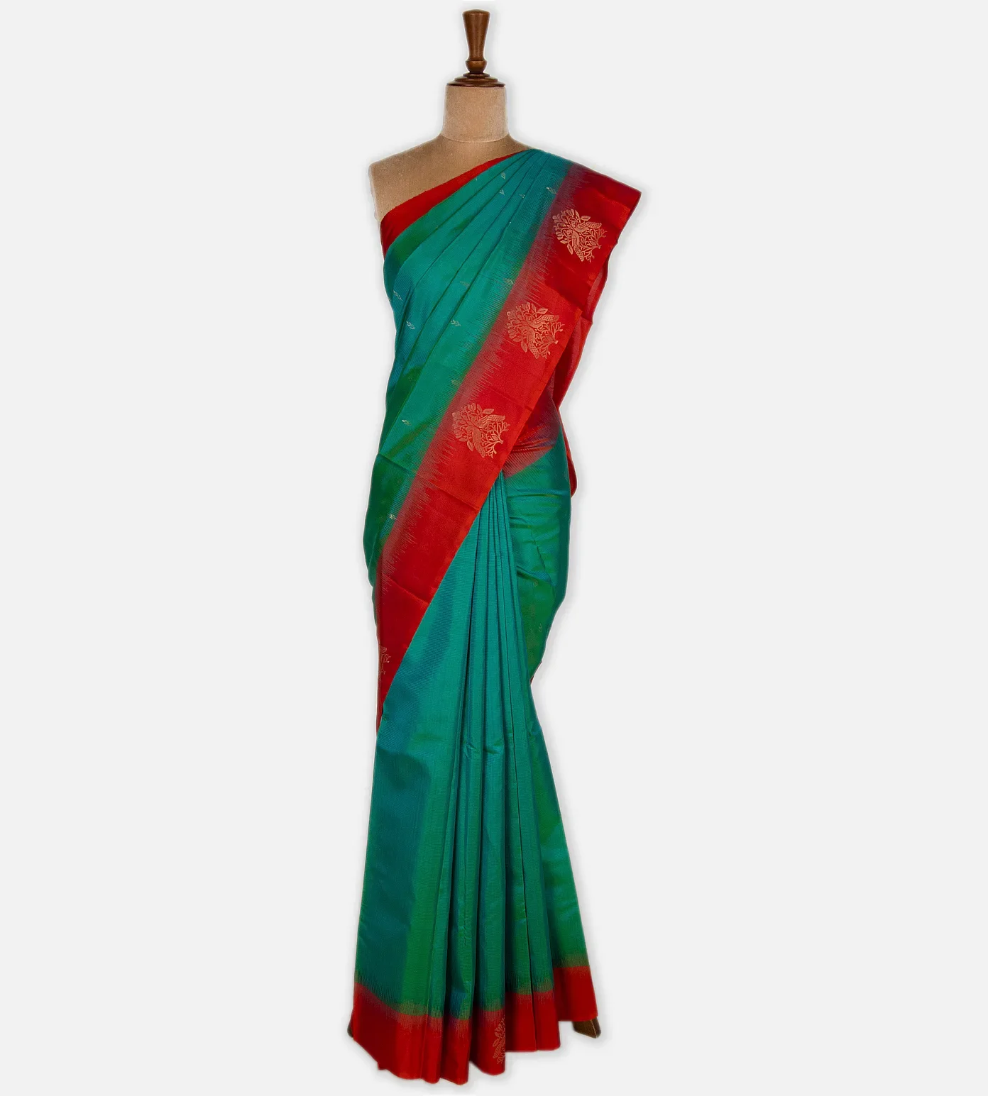 Peacock Blue Soft Silk Saree2
