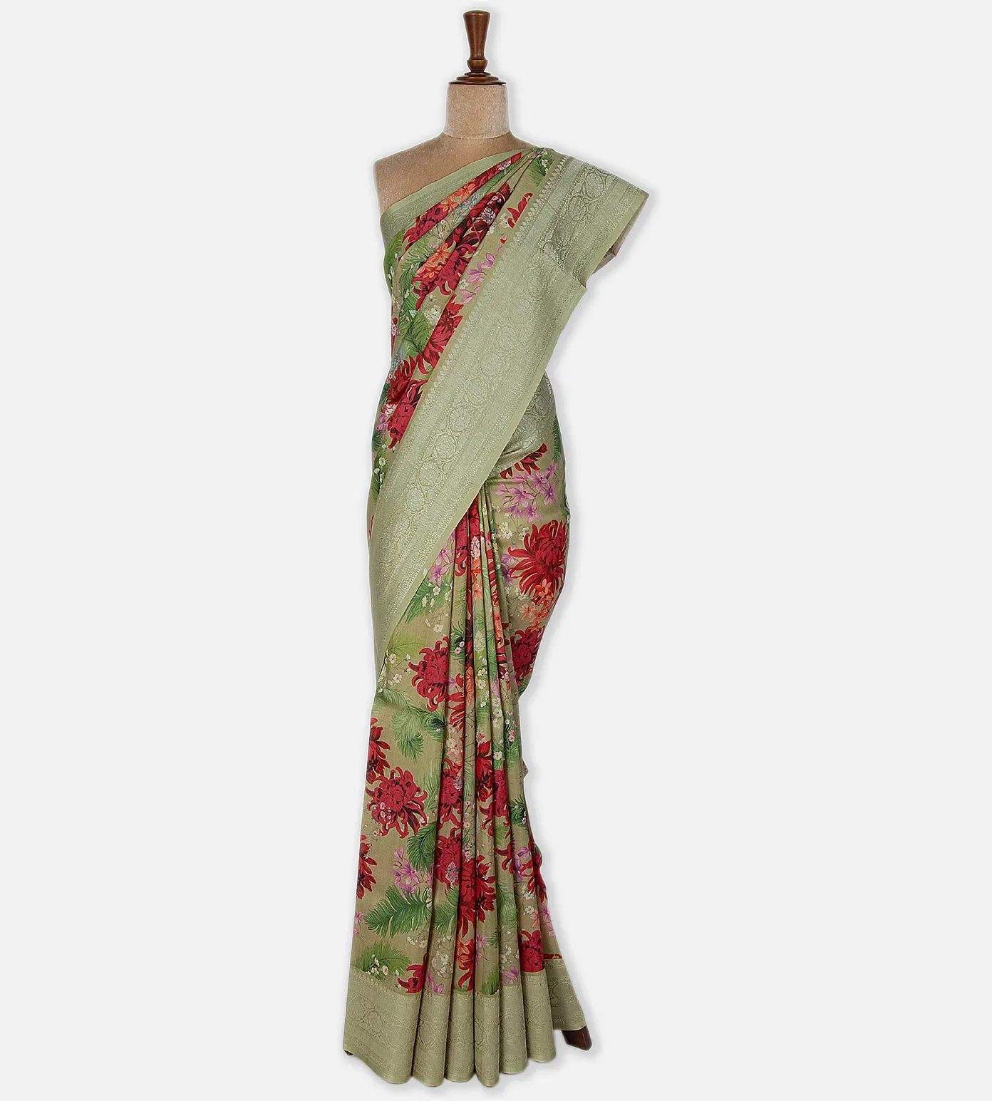 Deep Creme Kattan Silk Saree2