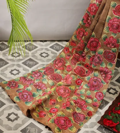 Brown Tussar Saree2