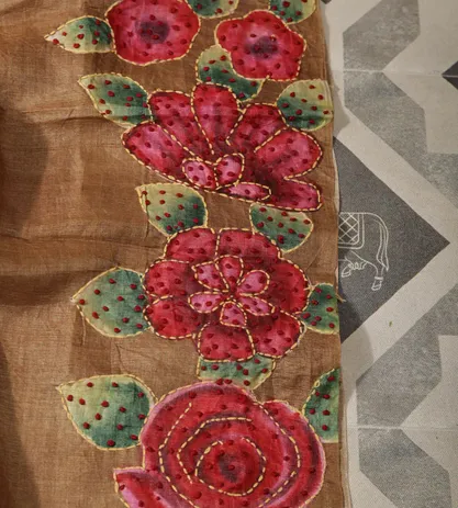 Brown Tussar Saree5