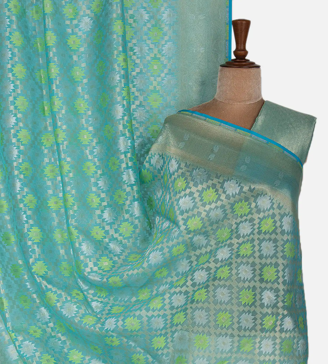 Blue Kora Silk Saree1
