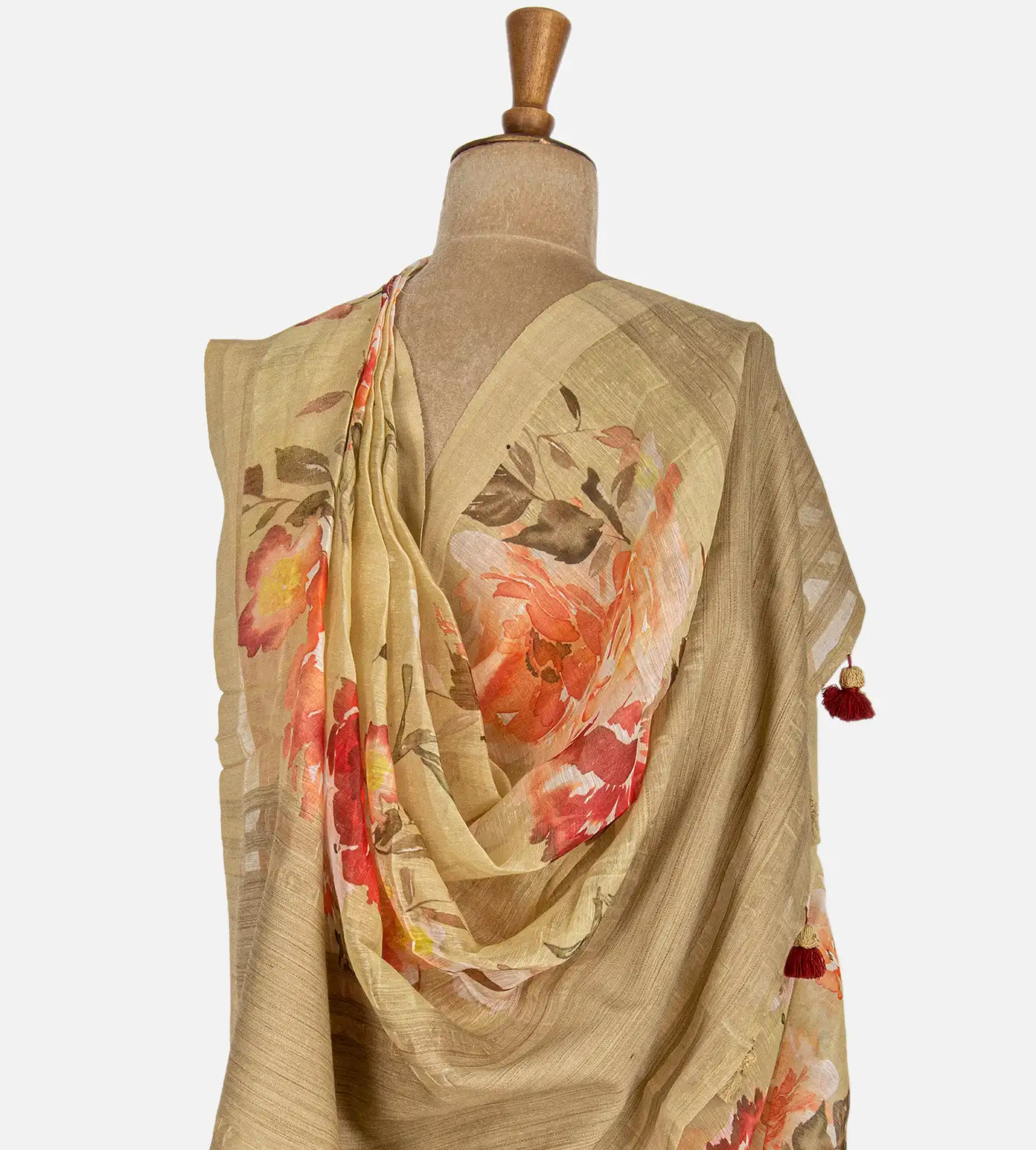 Beige Linen Saree3