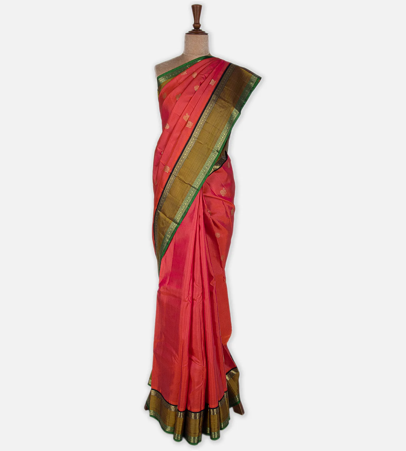 Orangish Pink Kanchipuram Silk Saree2