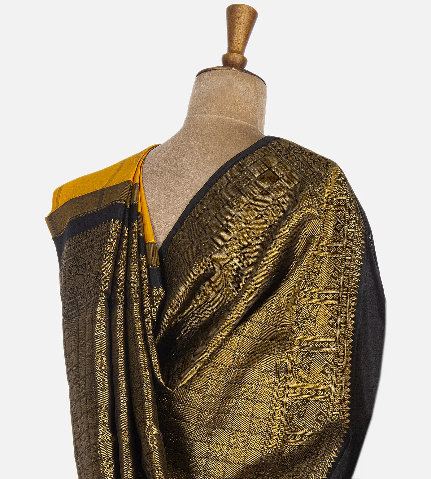 Yellow Kanchipuram Silk Saree3
