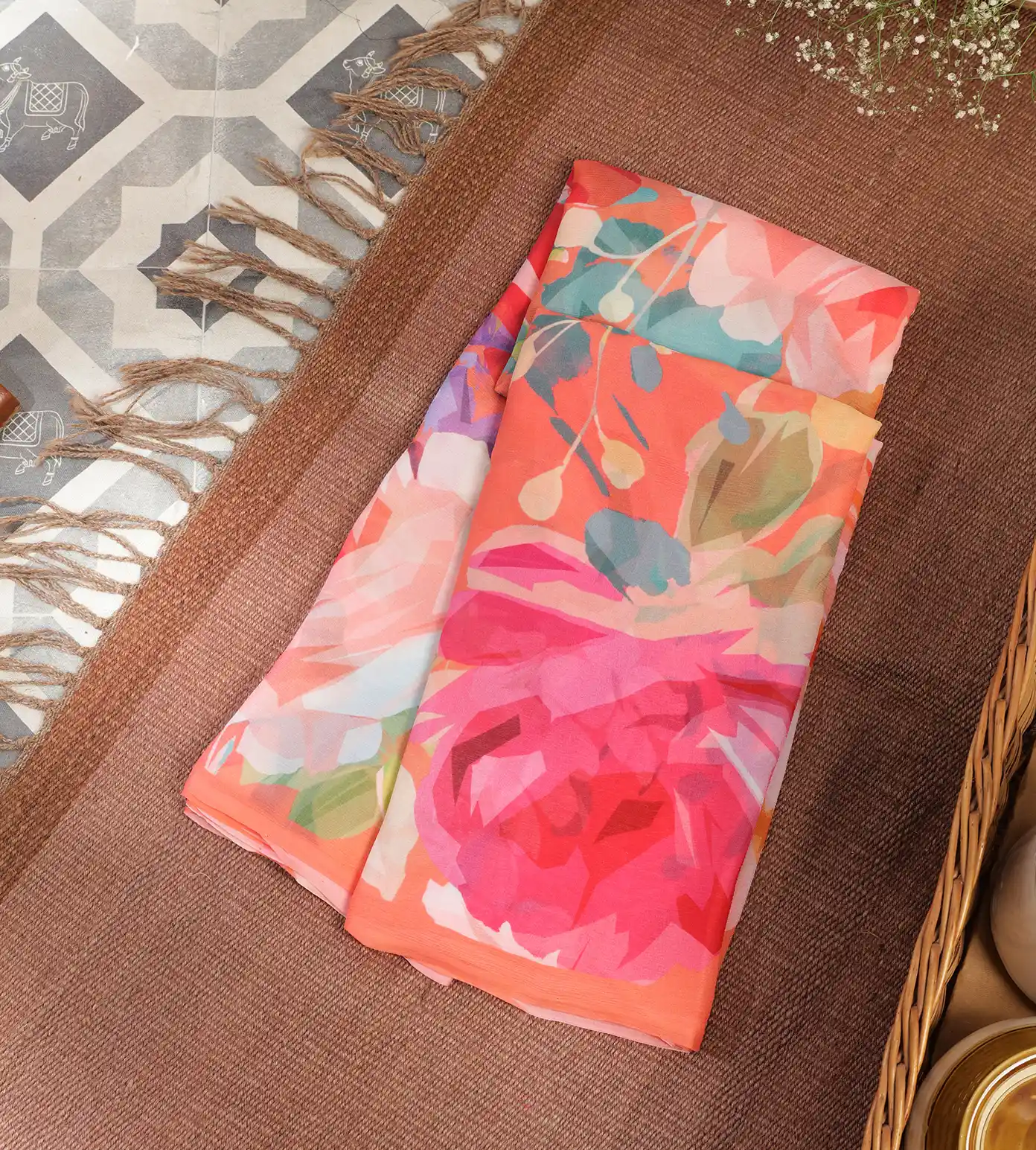 Peach Chiffon Saree1