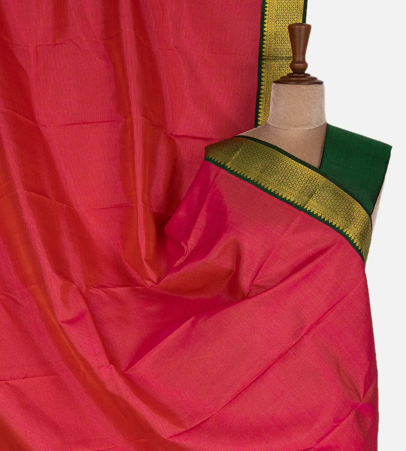Pinkish Orange Kanchipuram Silk Saree1
