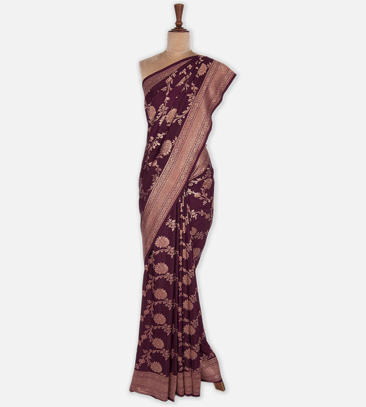 Maroon Banaras Crepe Saree2