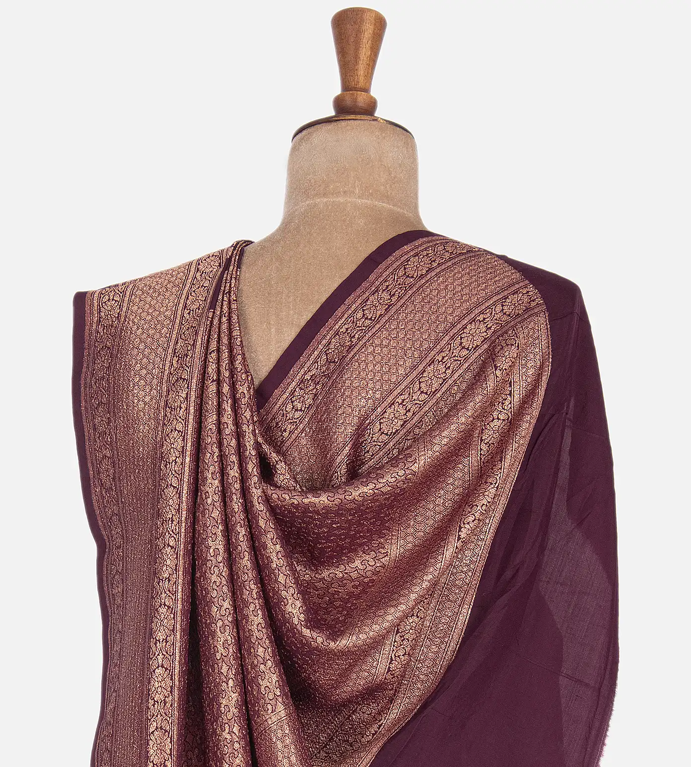 Maroon Banaras Crepe Saree3