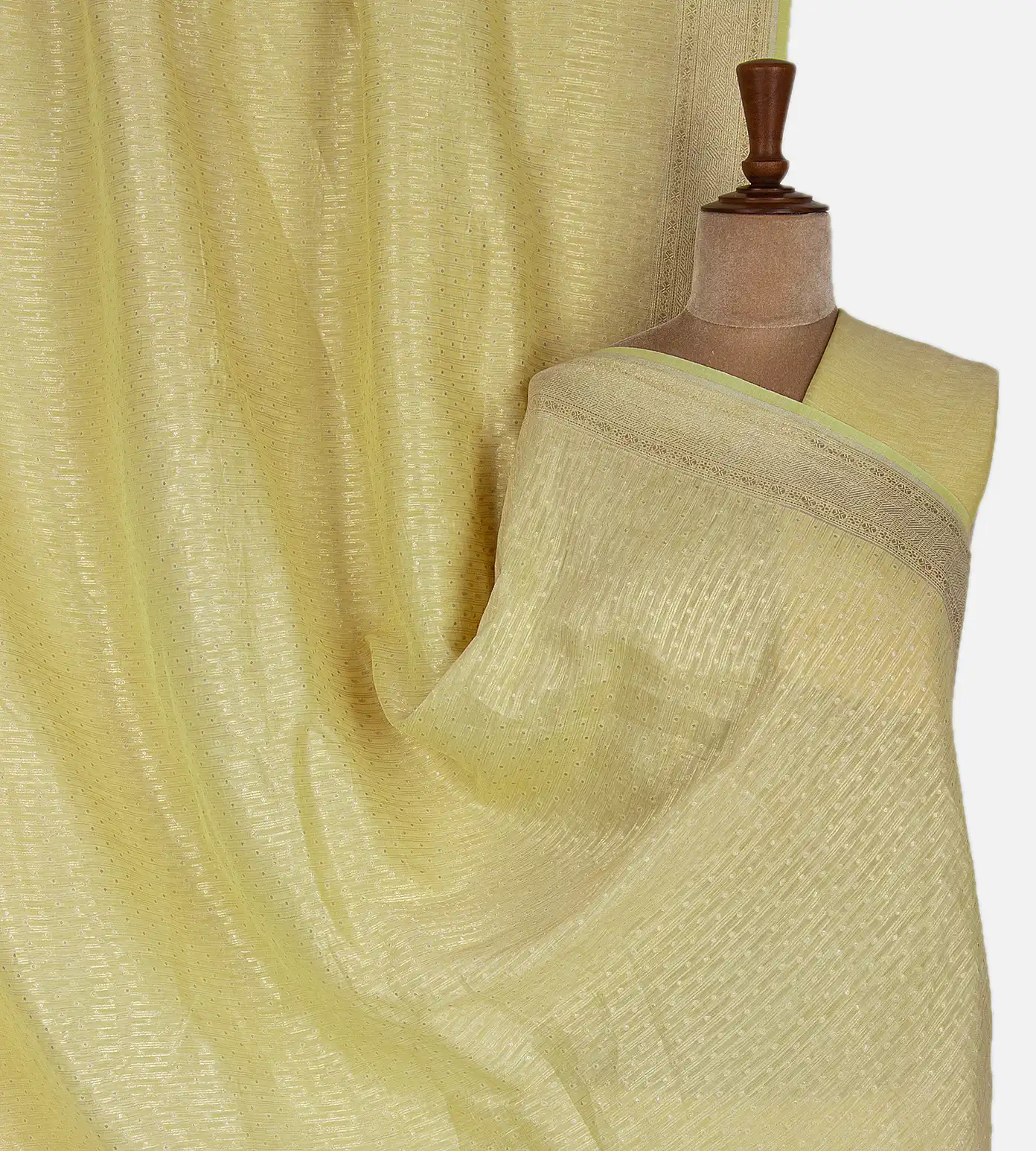 Yellow Banaras Linen Georgette Saree1
