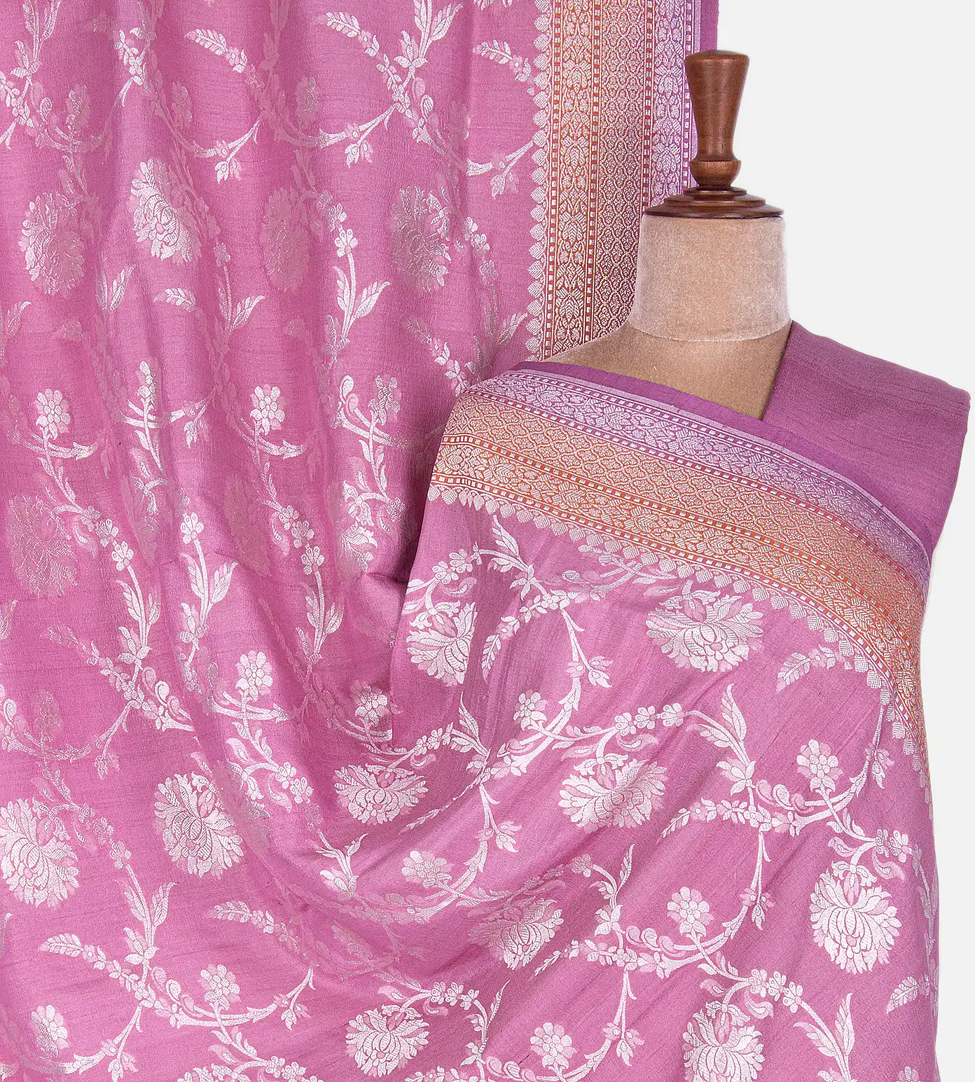 Pink Tussar Georgette Saree1