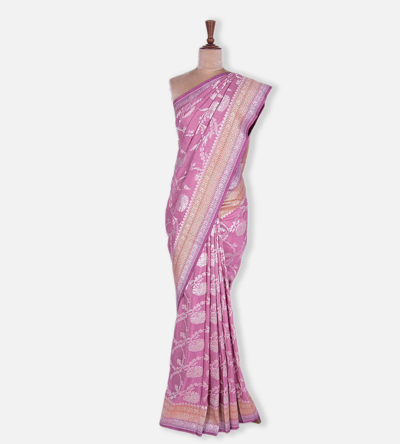Pink Tussar Georgette Saree2