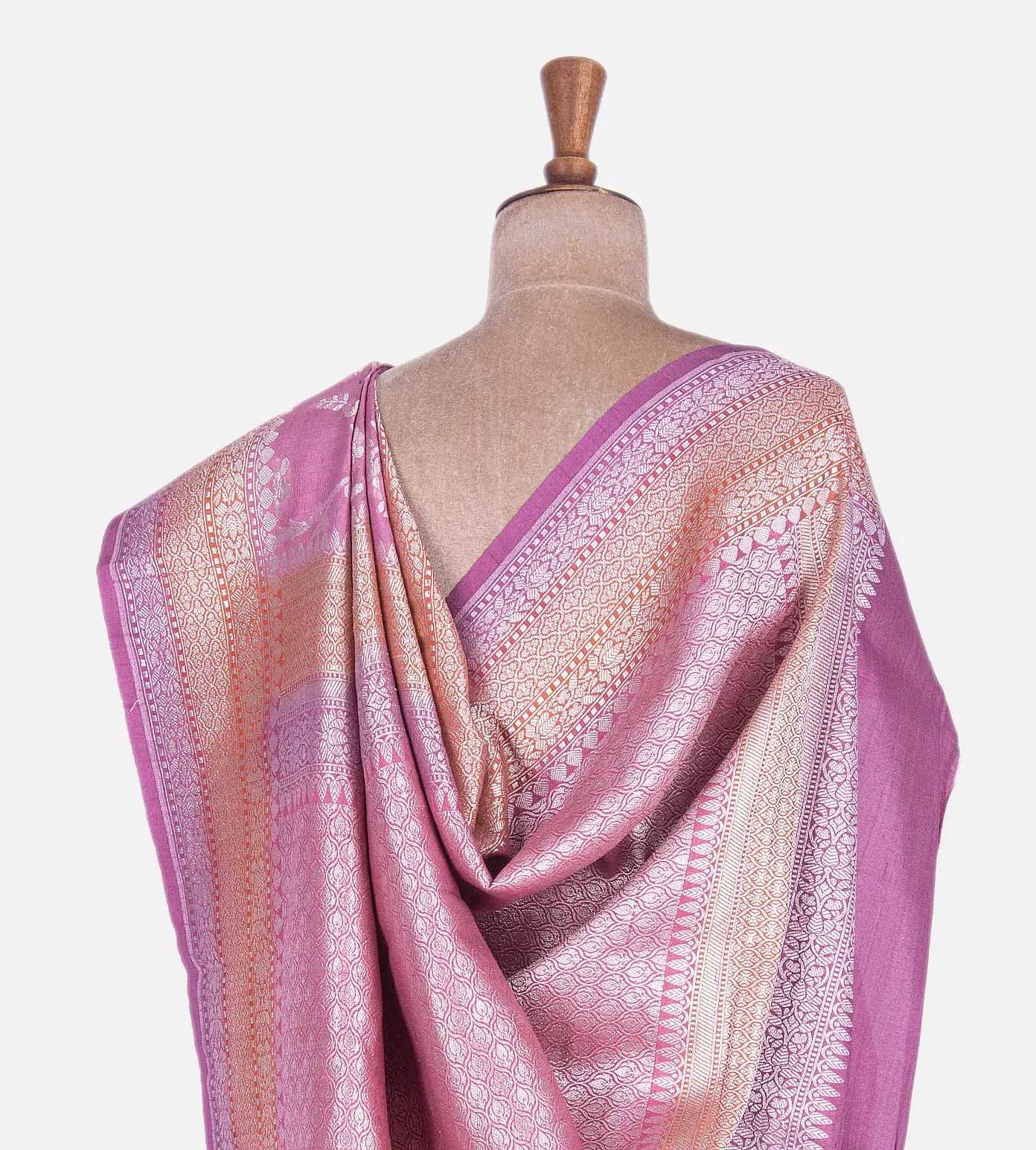 Pink Tussar Georgette Saree3