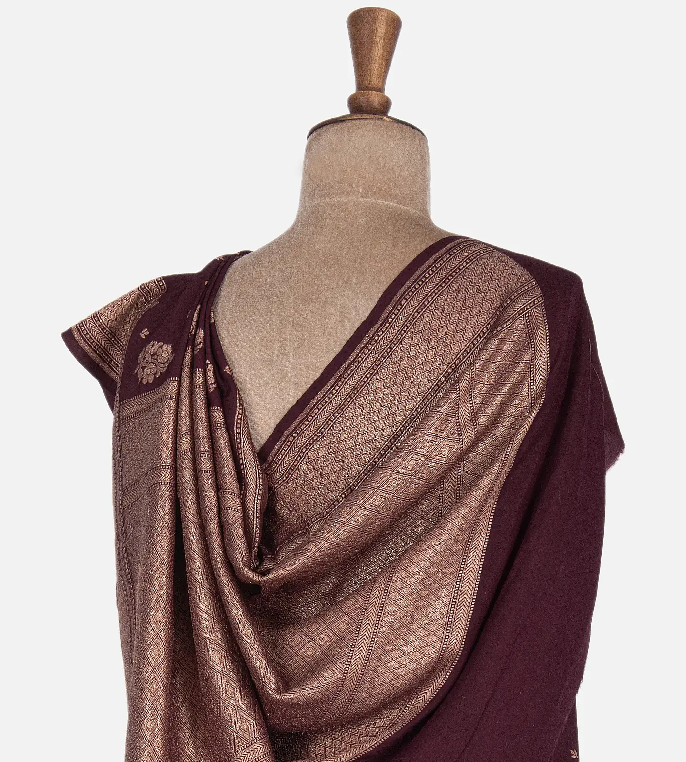 Deep Maroon Banaras Crepe Saree3