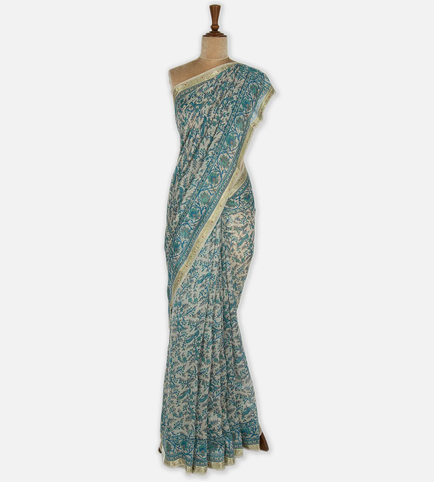 Off-White Chanderi Cotton Saree2