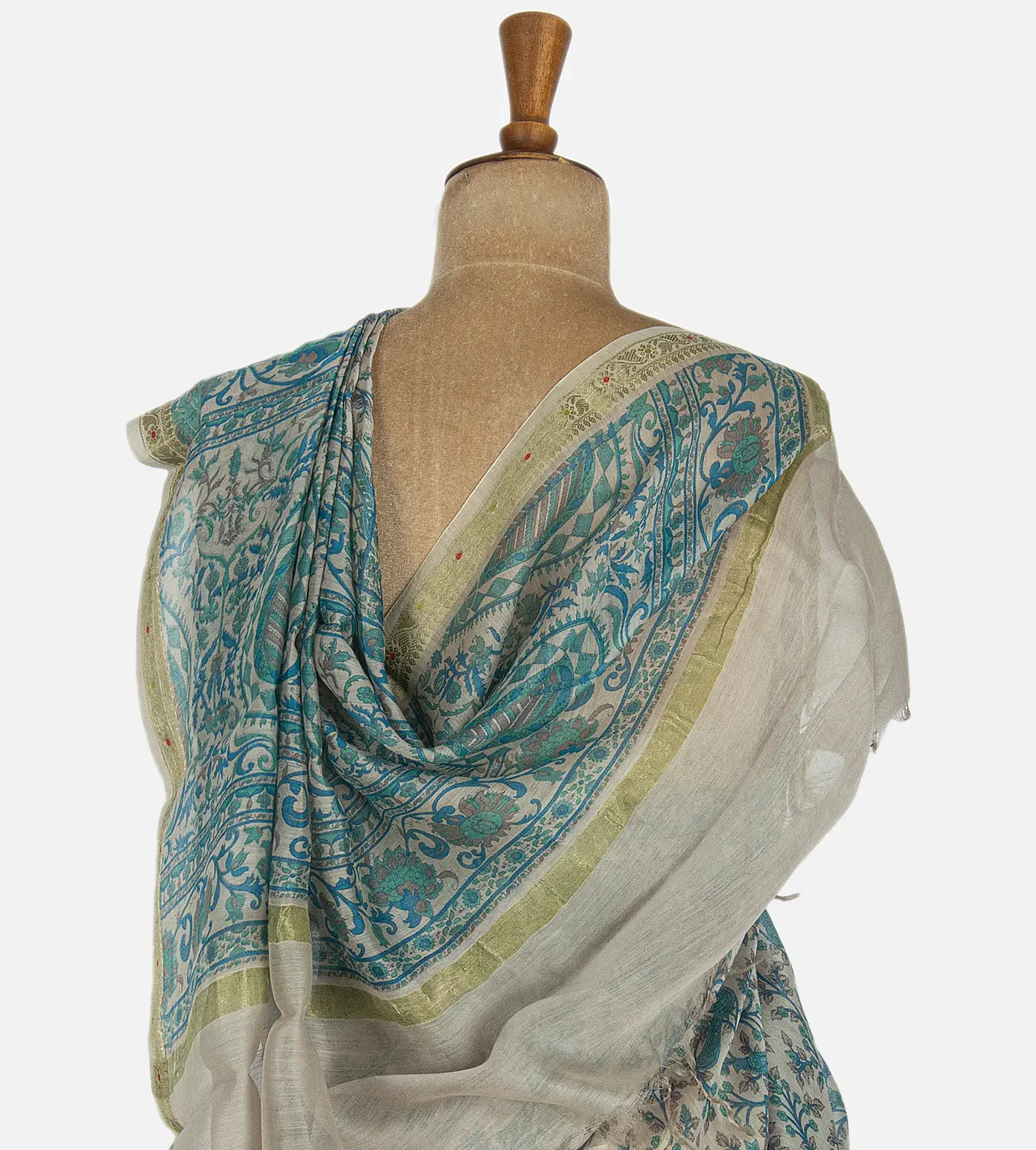 Off-White Chanderi Cotton Saree3