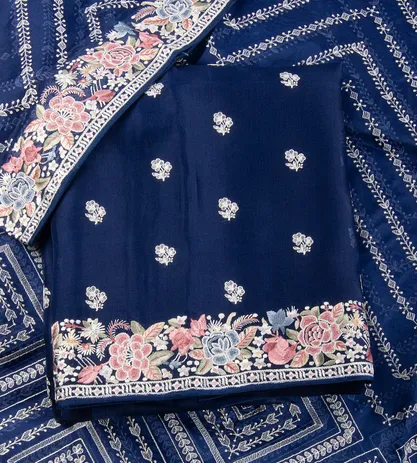 Blue Organza Embroidery Salwar1