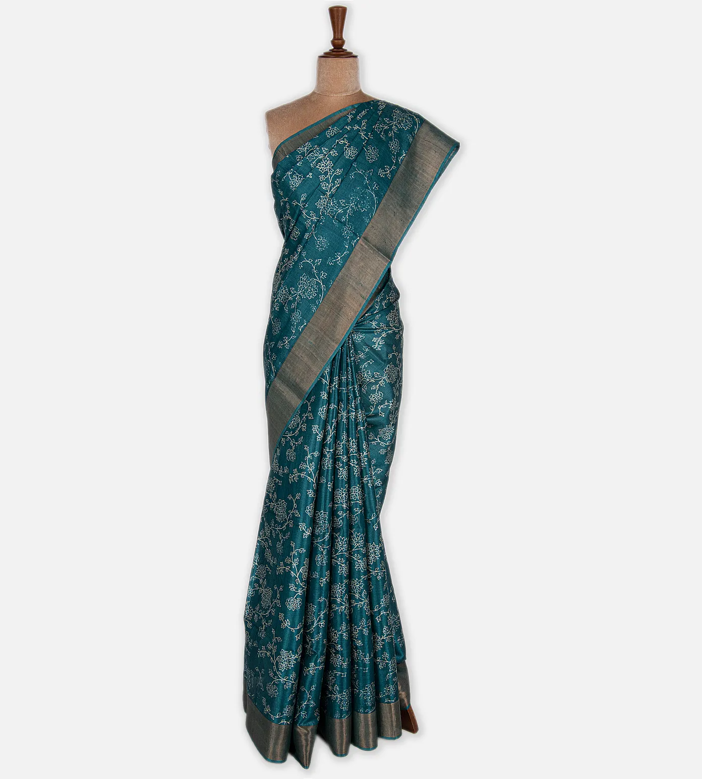 Blue Tussar Saree2