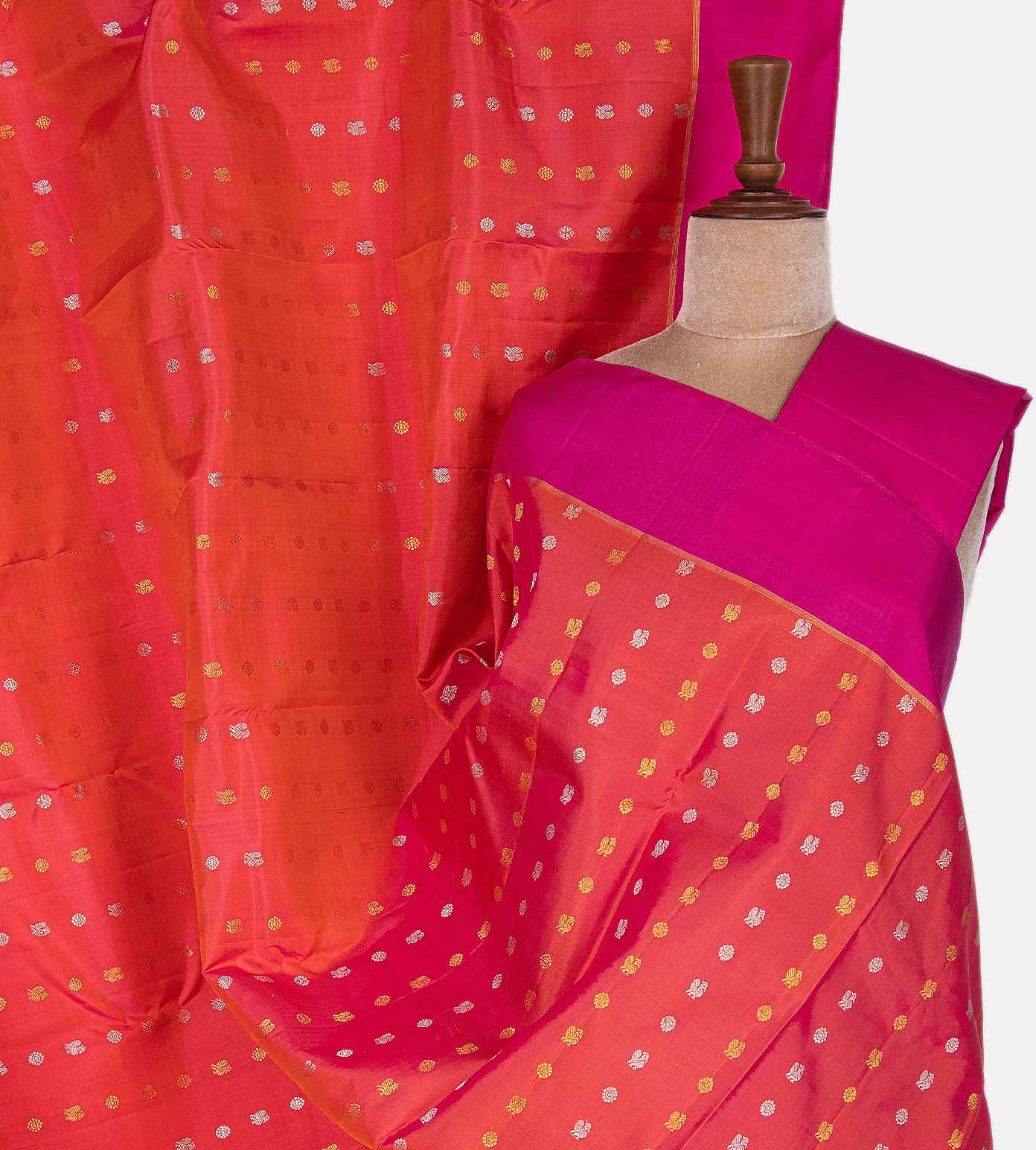 Pinkish Orange Kanchipuram Silk Saree1