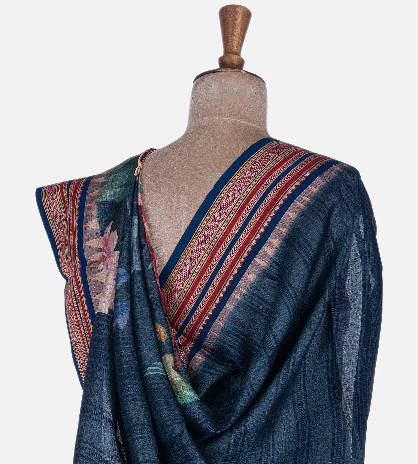 Deep Blue Vidarbha Tussar Saree3