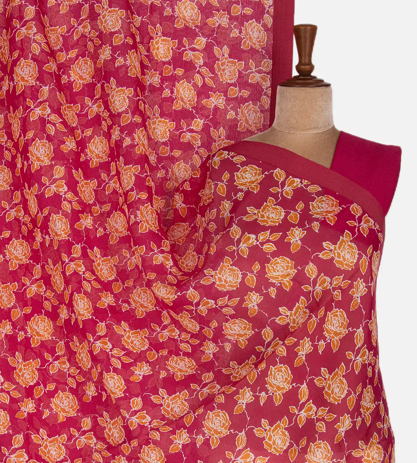 Crimson Red Kota Cotton Saree1