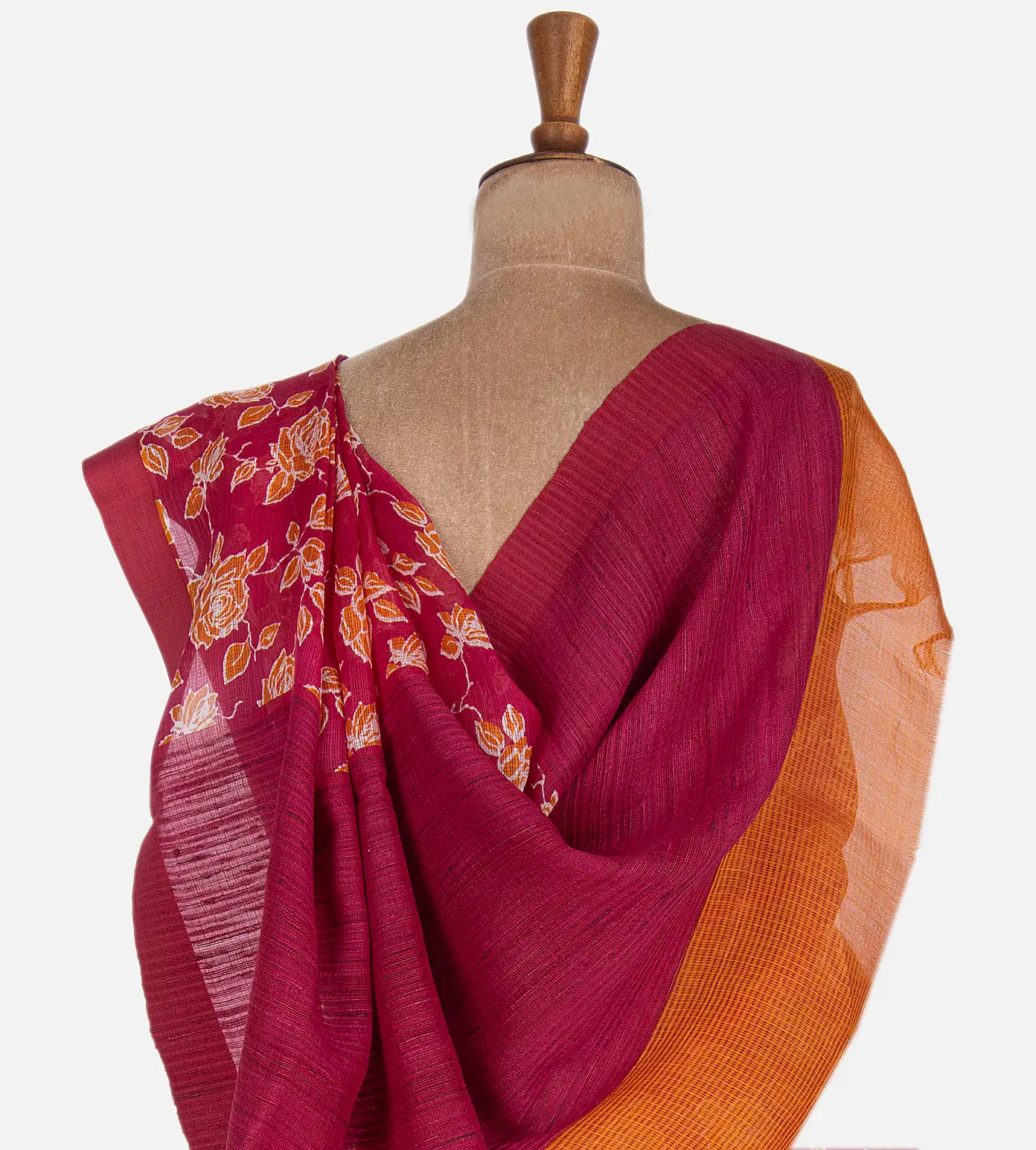 Crimson Red Kota Cotton Saree3