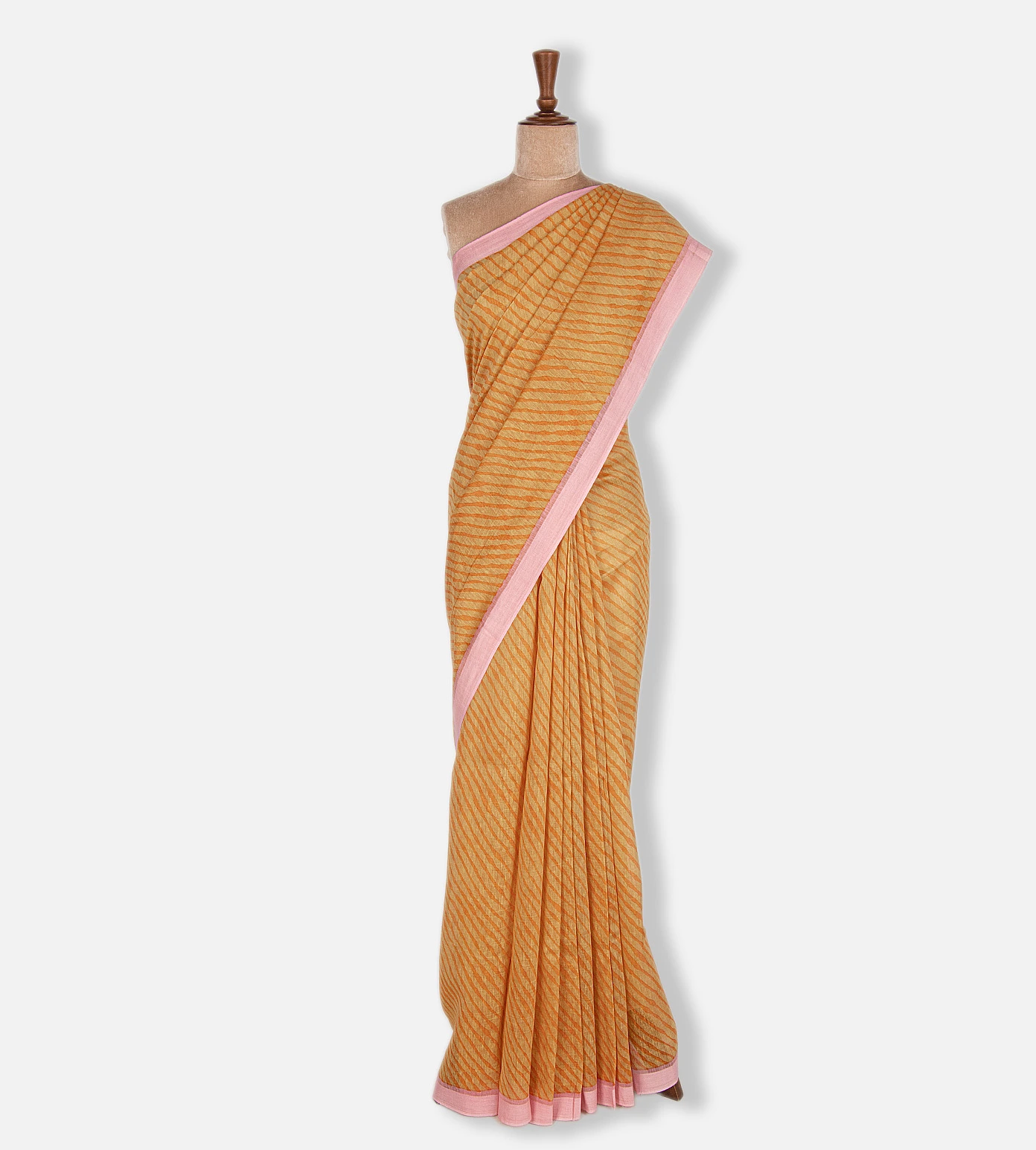 Yellow And Orange Linen Cotton Saree2