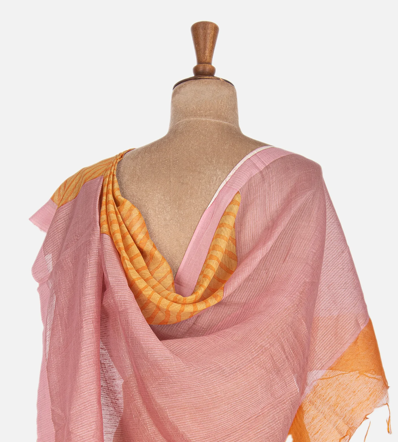 Yellow And Orange Linen Cotton Saree3