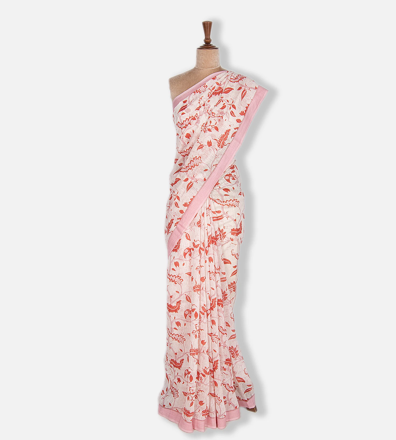 White Linen Cotton Saree2