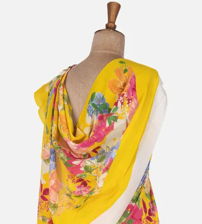 Yellow Crepe Saree3