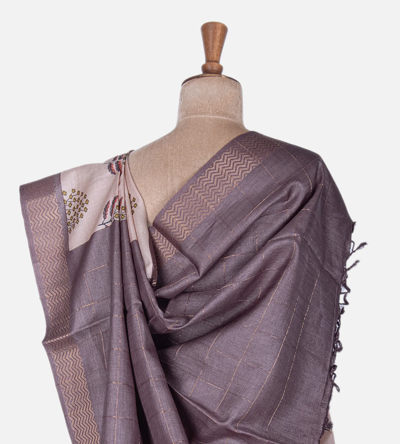Mauve Tussar Saree3