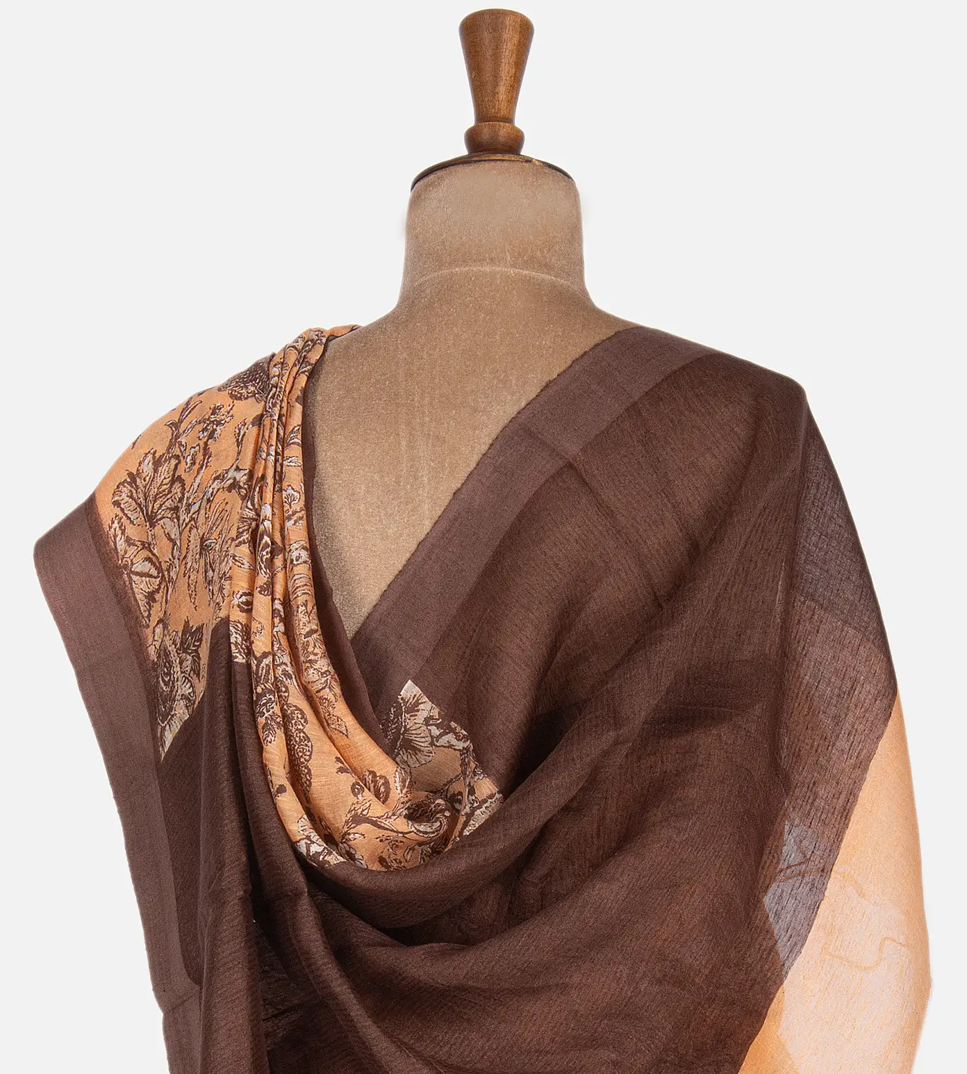 Light Peach Linen Cotton Saree3