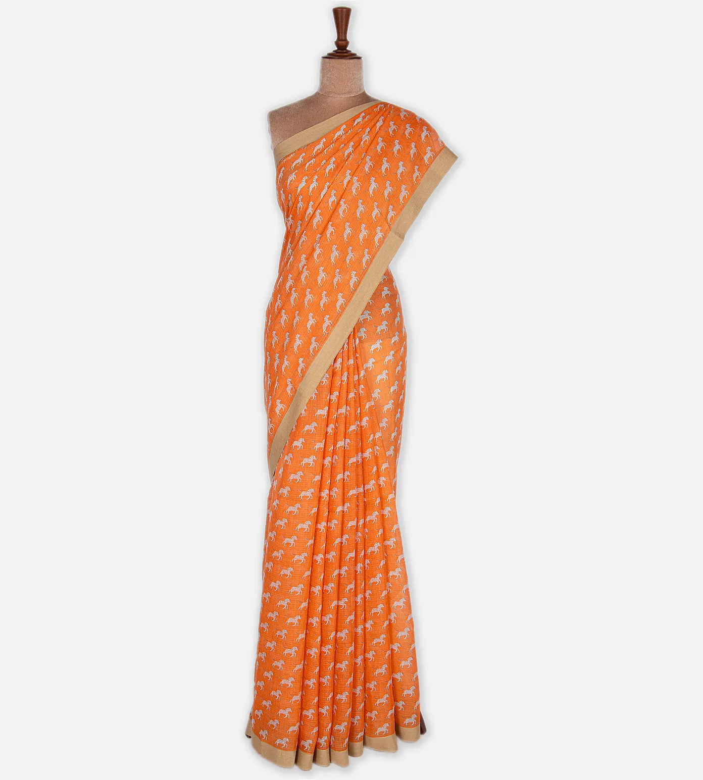 Orange Kota Cotton Saree2
