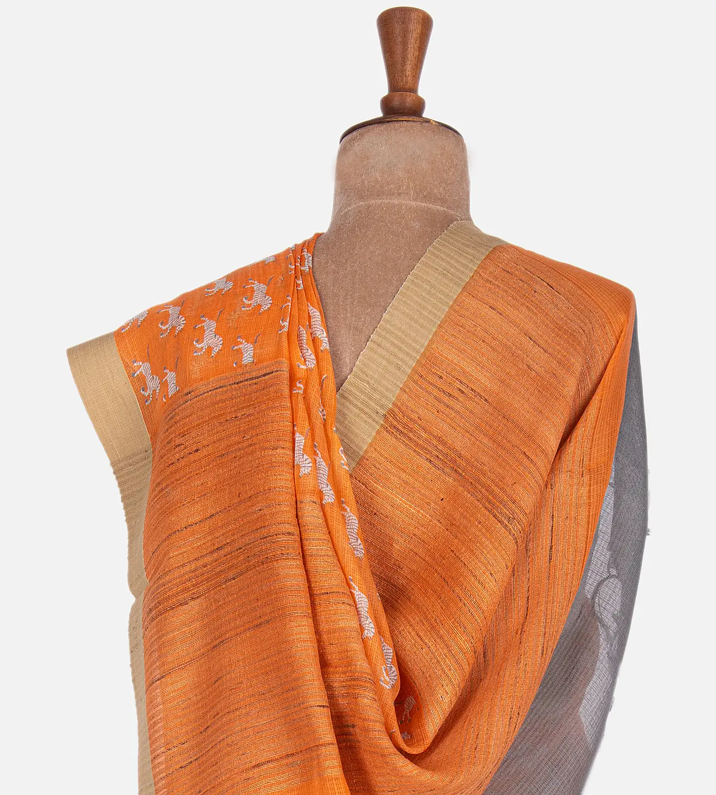 Orange Kota Cotton Saree3