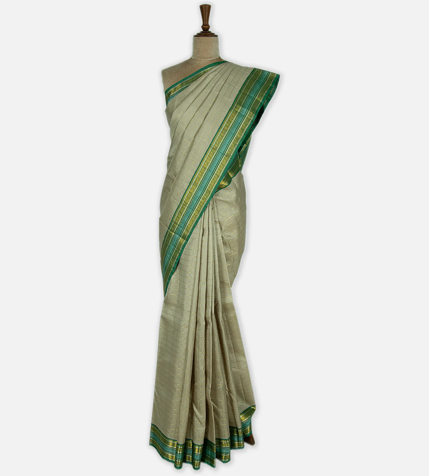 Light Olive Green Kanchipuram Silk Saree2
