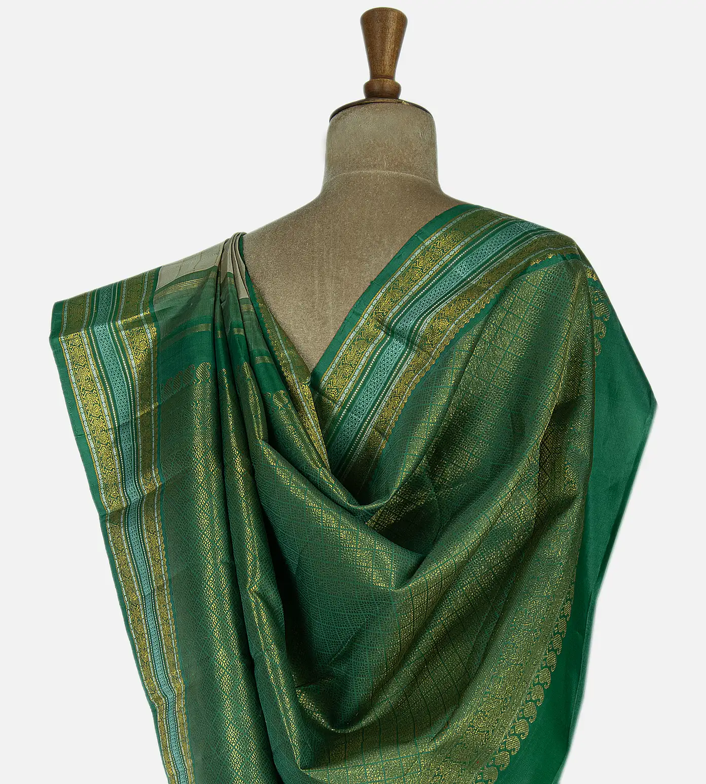 Light Olive Green Kanchipuram Silk Saree3