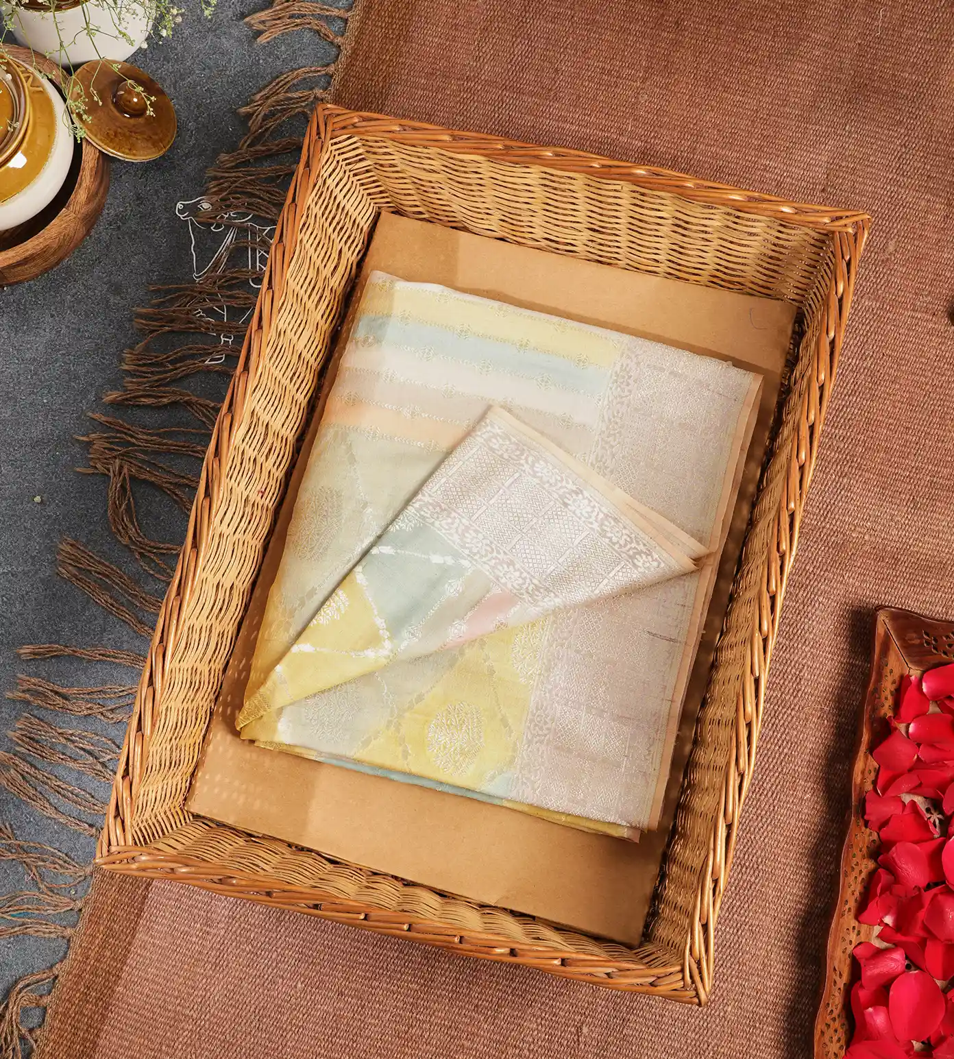 Multi Colour Tussar Georgette saree1