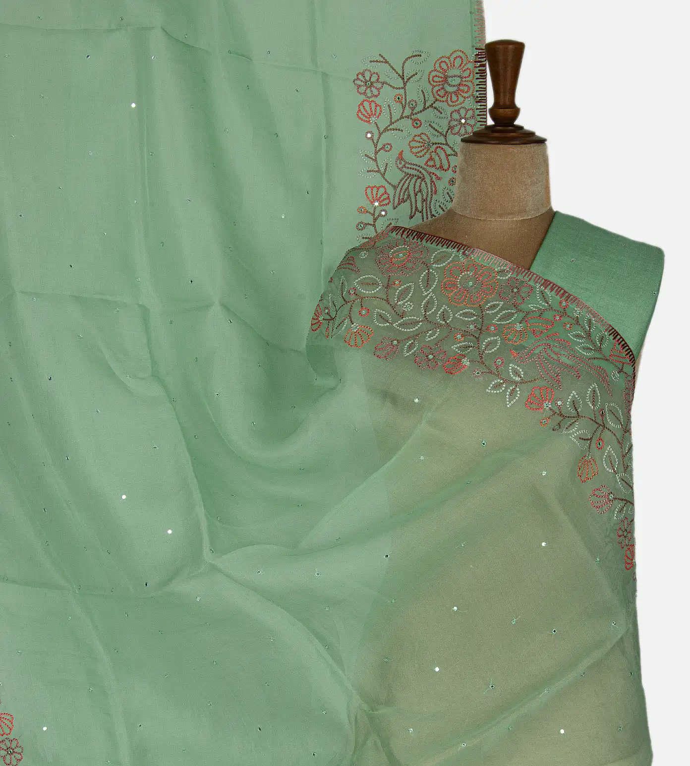 Green Organza Saree1
