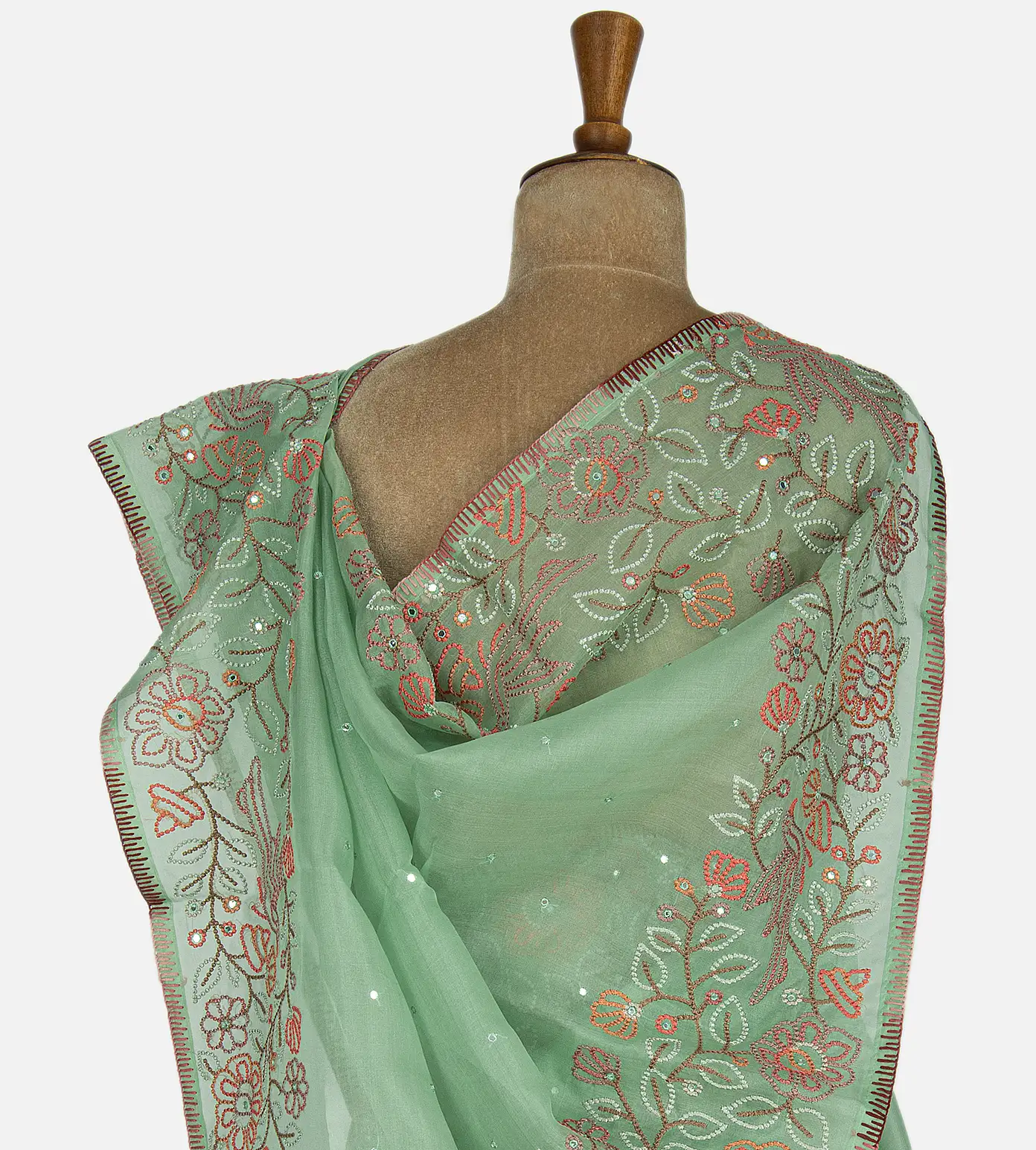 Green Organza Saree3