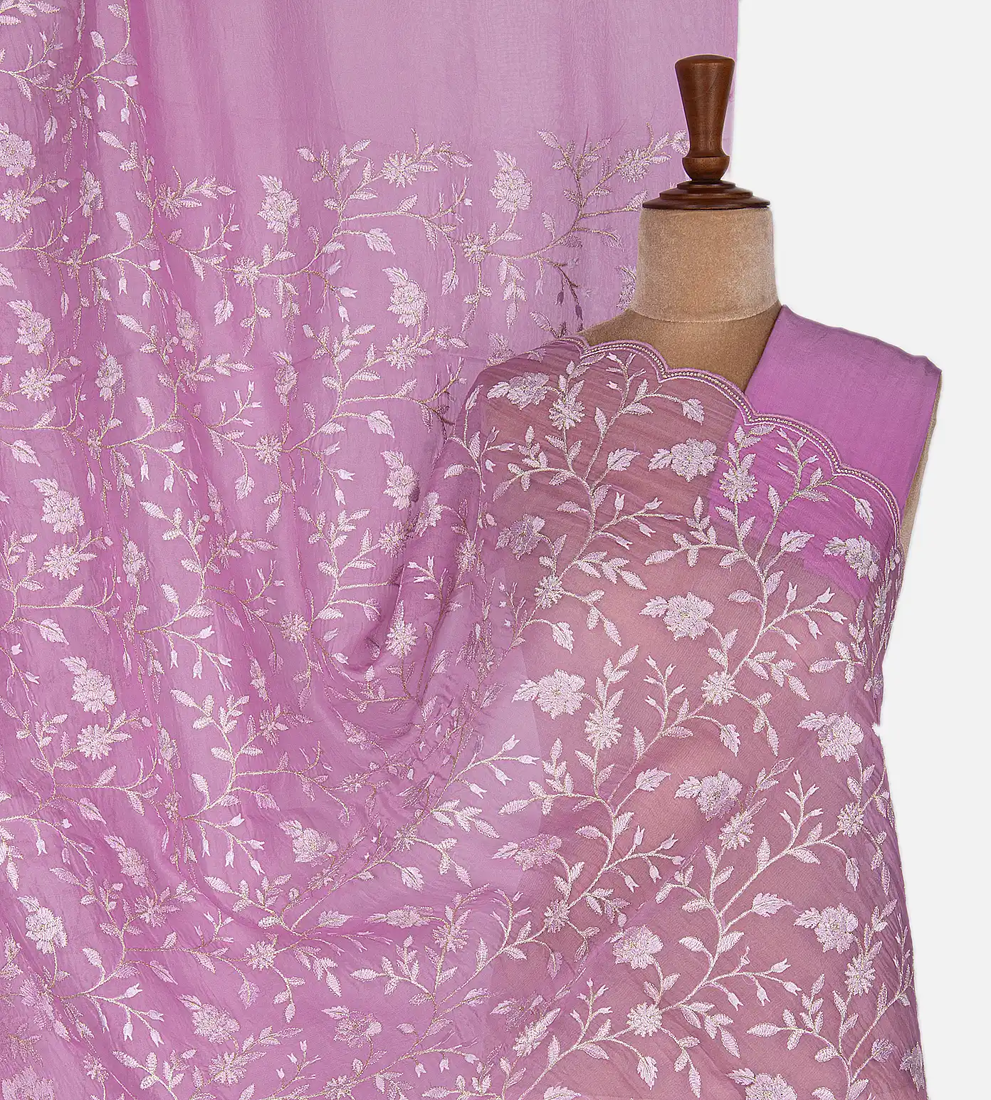 Pink Organza Embroidery Saree1