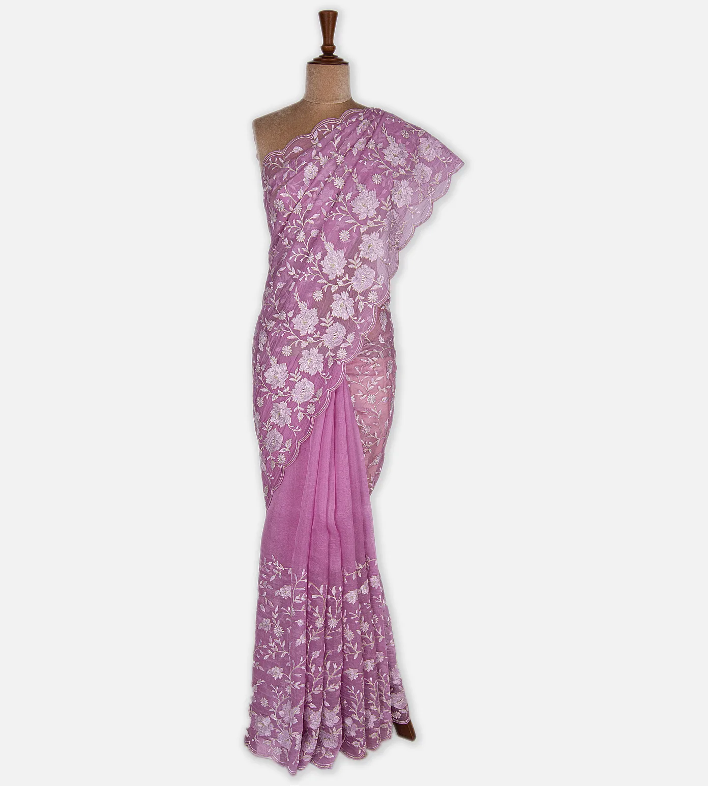 Pink Organza Embroidery Saree2