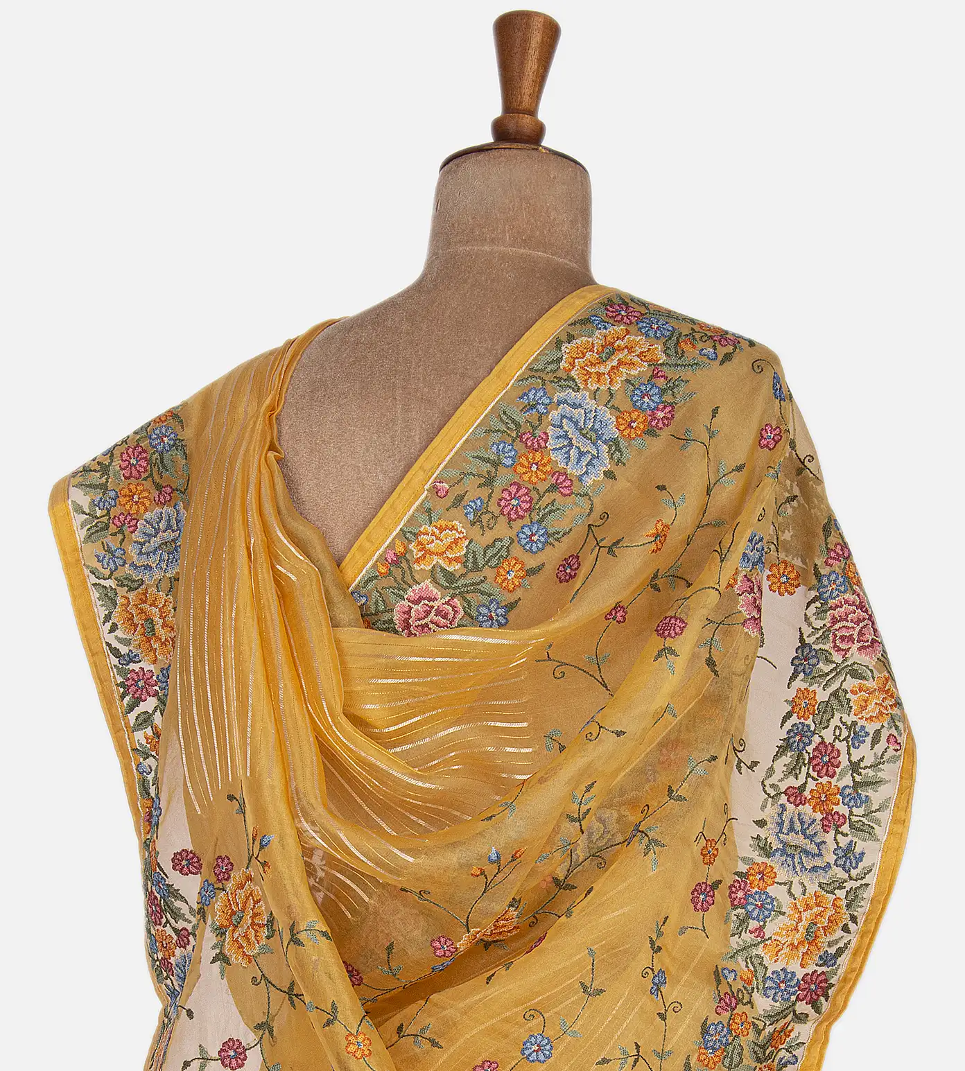 Yellow Organza Saree3