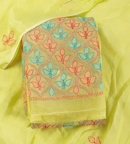 Yellow Organza Embroidery Salwar1