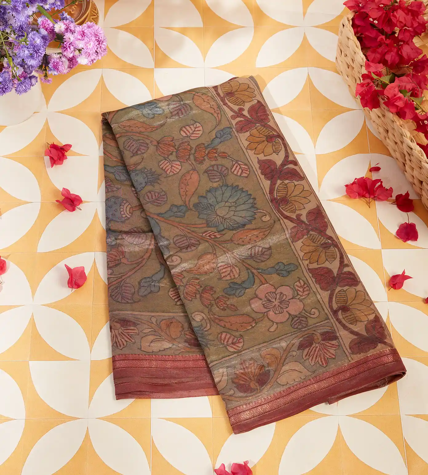 Green Tissue Organza Saree1