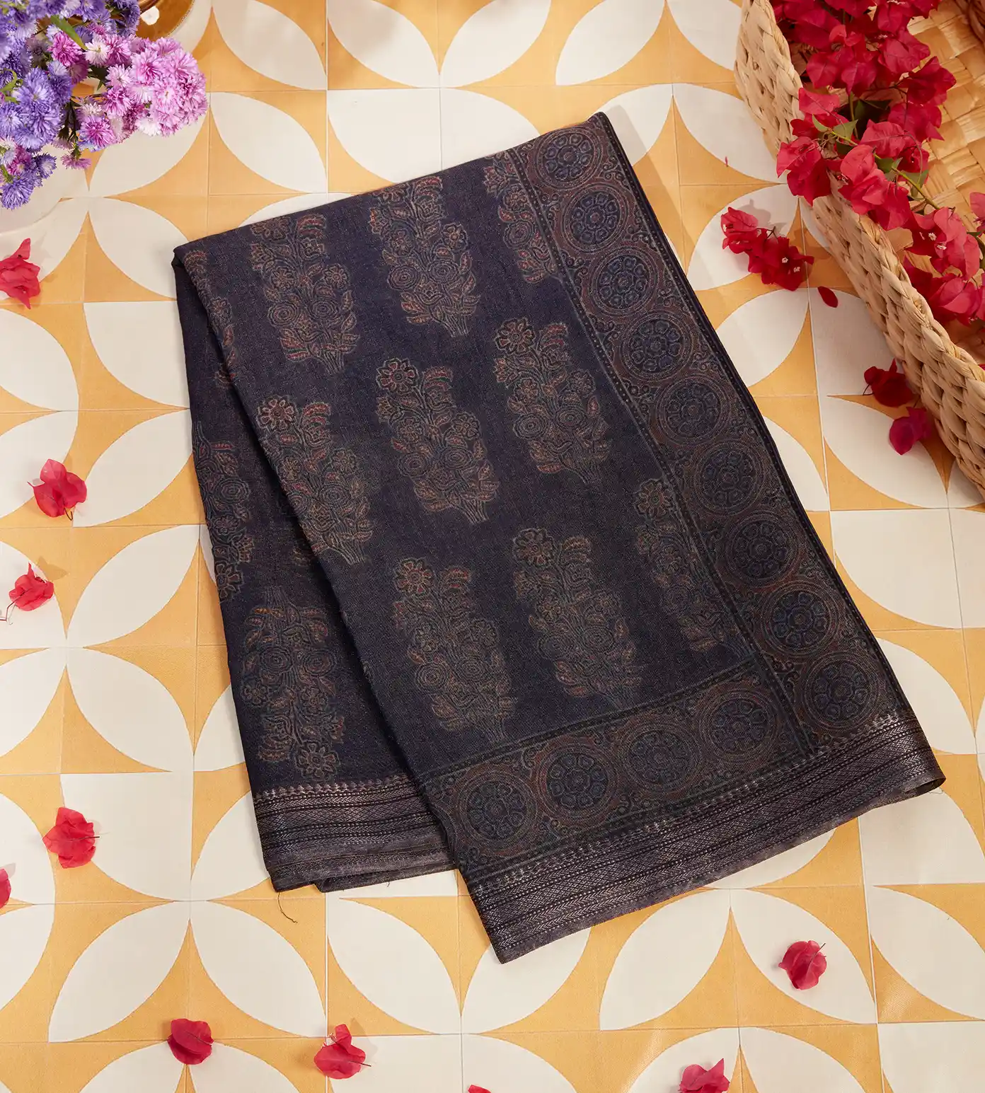Blue Tussar Tissue Saree1
