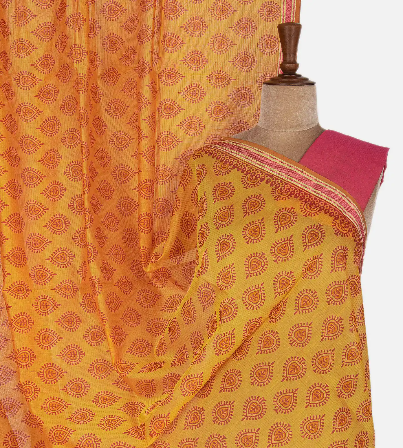 Yellow Maheshwari Cotton Saree1