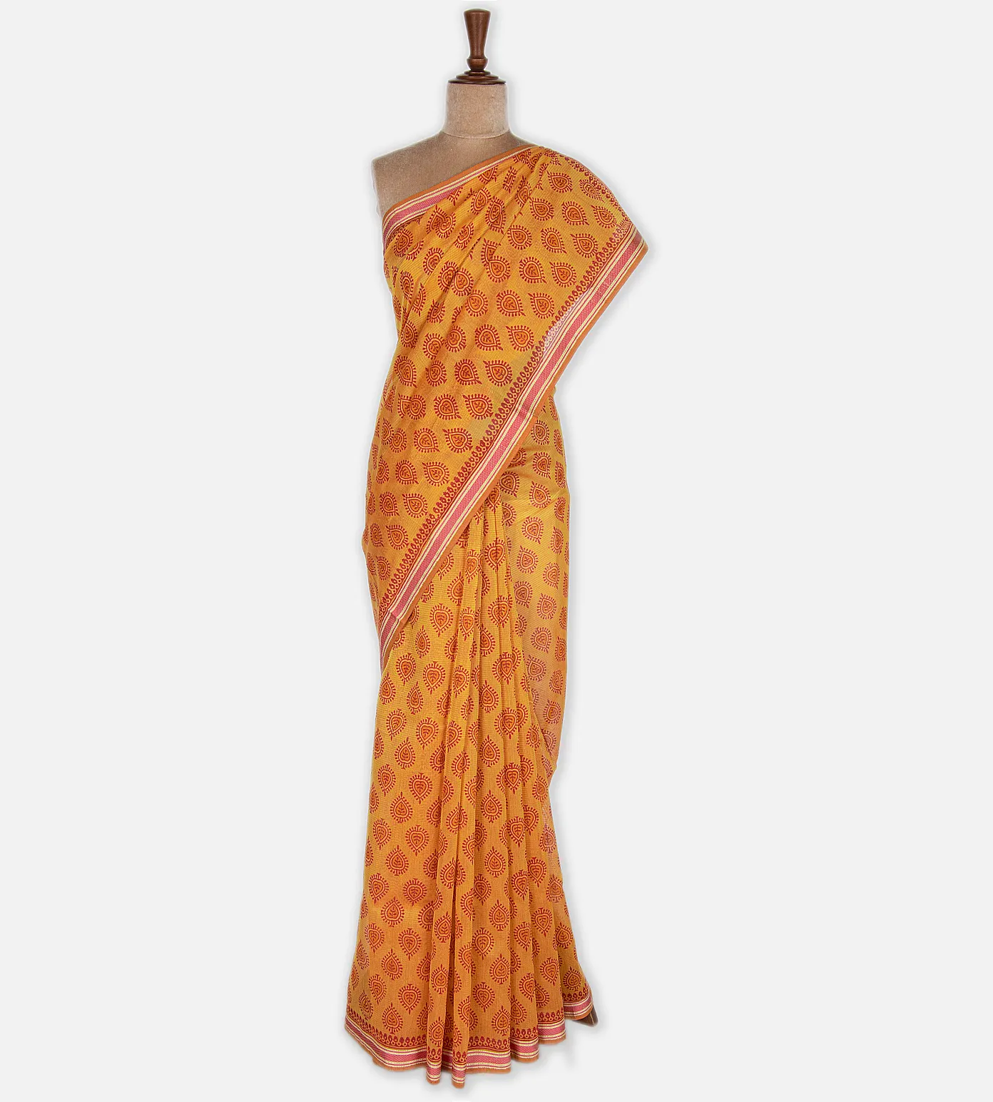 Yellow Maheshwari Cotton Saree2