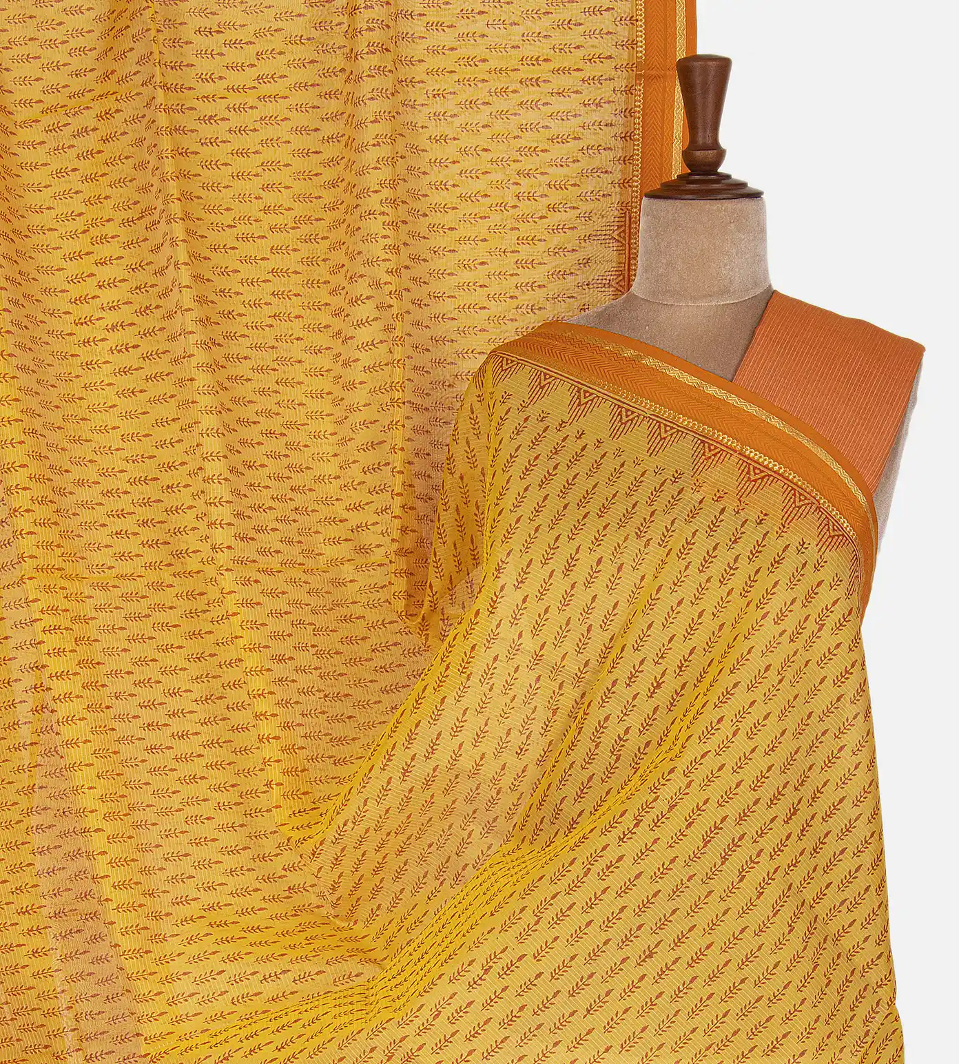 Yellow Maheshwari Cotton Saree1